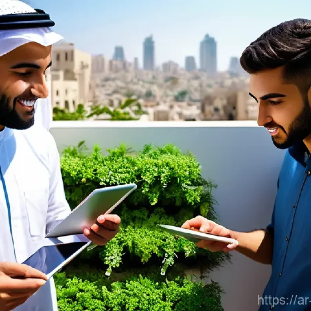 디스토피아적 경고에 대한 대중적 반응 - **Prompt:** A group of diverse young Arab individuals (men and women) in their early twenties, dress...