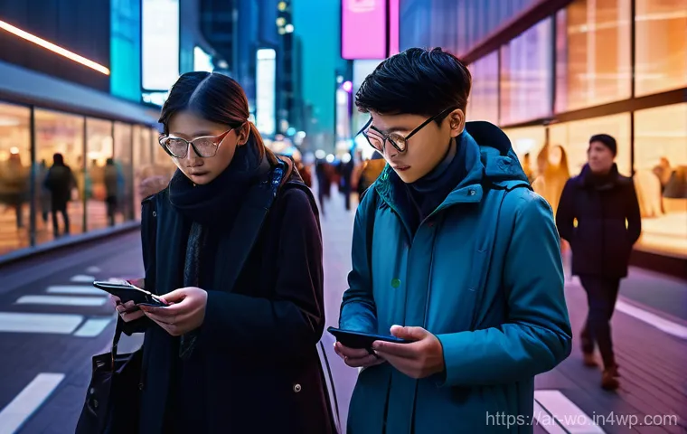 디스토피아 경고와 현실 세계의 연결점 - **Digital Echoes of Surveillance:** A visually rich scene set in a bustling, slightly futuristic cit...