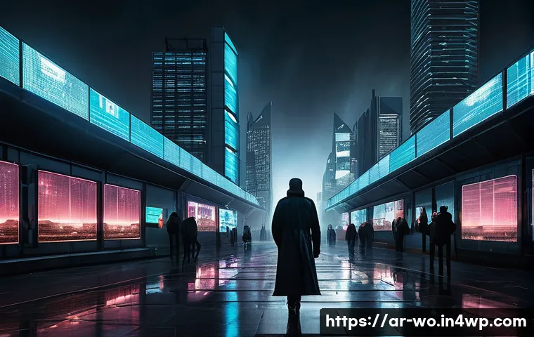 디스토피아적 문화 콘텐츠의 발전 - **Prompt 1: Silent Surveillance in a Neo-Futuristic City** "A wide-angle shot of a sprawling, ne...